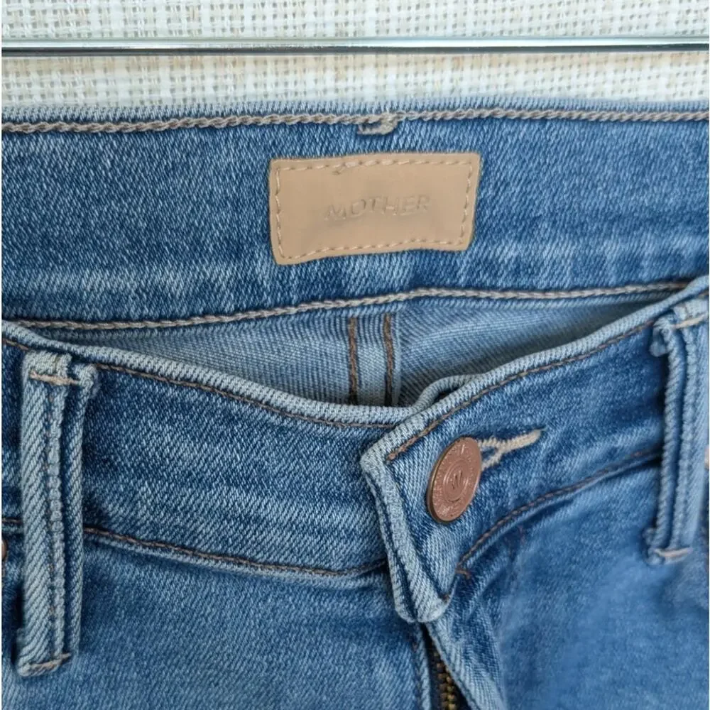 Mother Insider Crop Step Fray Jeans Womens 27 Out of the Blue Denim Bootcut